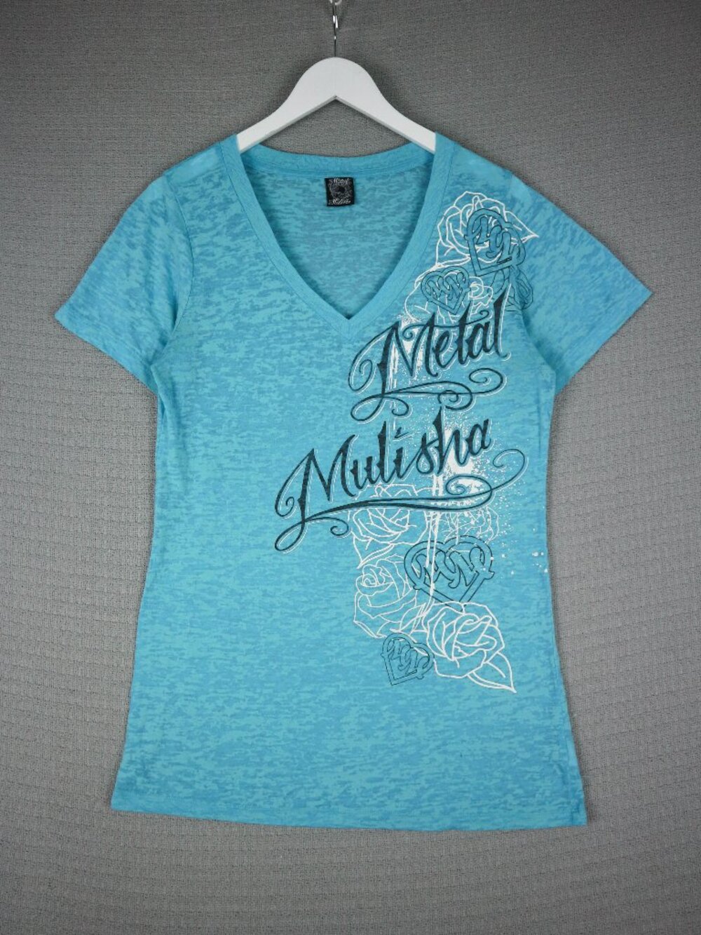 Metal Mulisha Blue Grunge Y2K Style Tee Womens XL